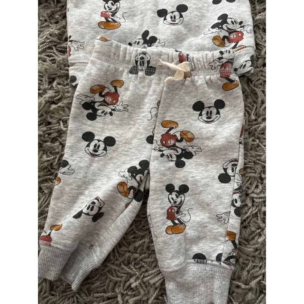 Disney Jumping Beans Mickey Mouse Gray Fleece Sweatshirt & Joggers Set Newborn